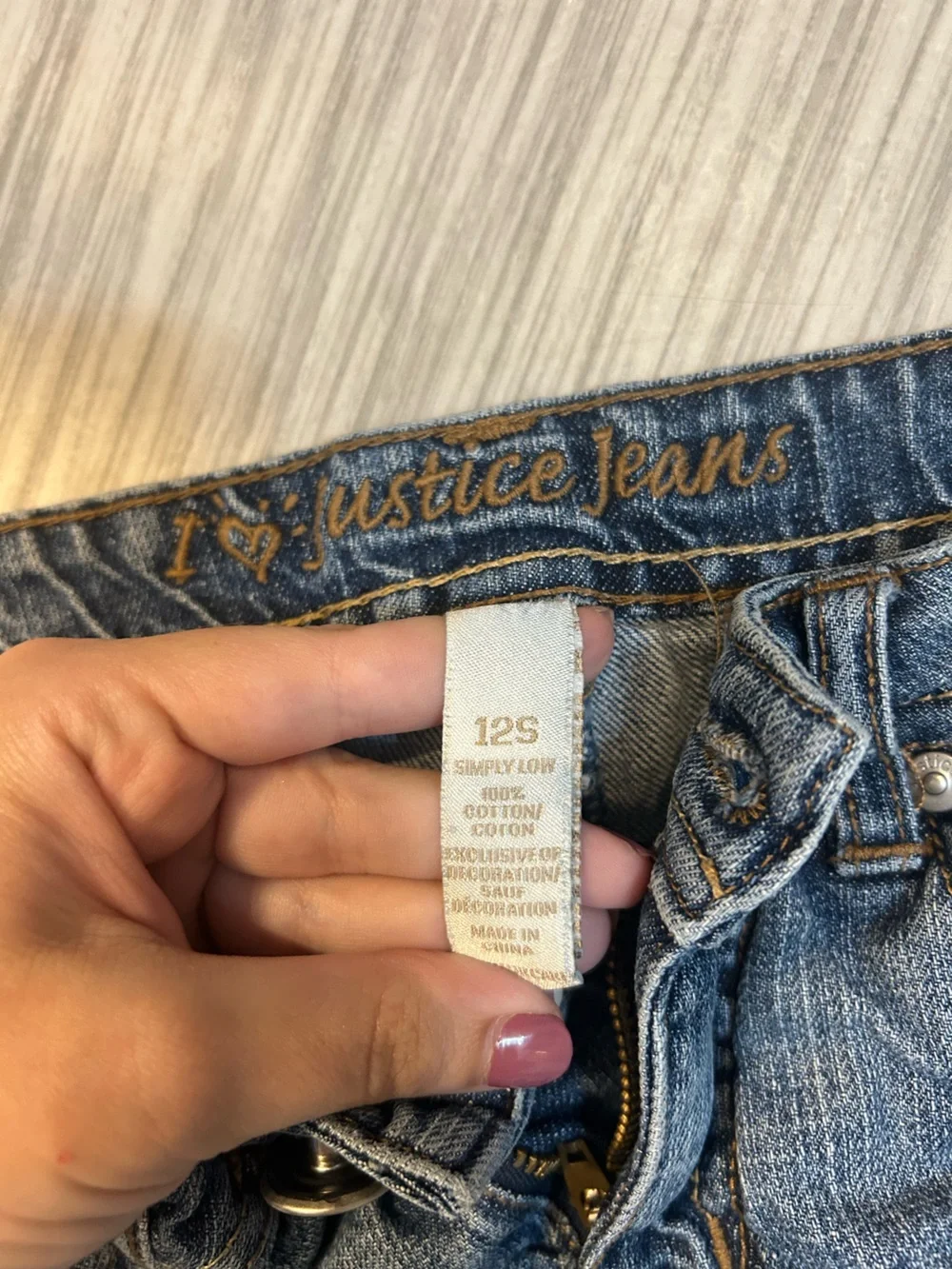 Vintage Justice Girls Blue Denim Distressed Star Patch Shorts